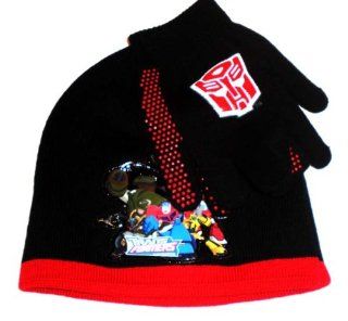 Transformers Movie Beanie and Glove Set; Officially Licensed Hasbro Transformers Winter Hat and Mittens Set, Red and Black Trans Former Logo; Great Gift Idea  Other Products  