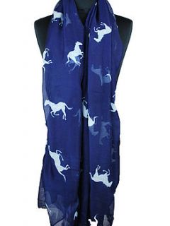 blue horse print scarf by henry hunt