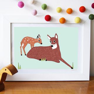 doe and fawn art print by superfumi