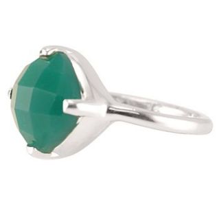 green onyx ring rhodium plated silver by connie & vi