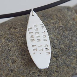 "silver surfer" personalised silver surfboard dude necklace by dizzy