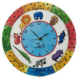 personalised wild animal clock by animurals