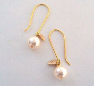 pearl gold dangly earrings by a box for my treasure