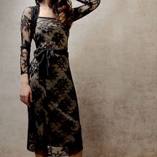 olivia long sleeve lace dress in black by nancy mac