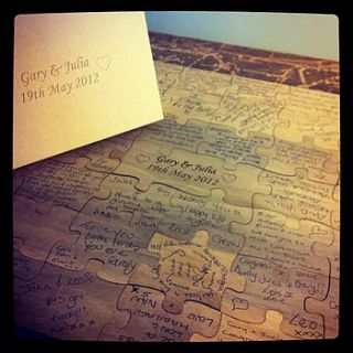 personalised wooden wedding guest puzzle by made lovingly made