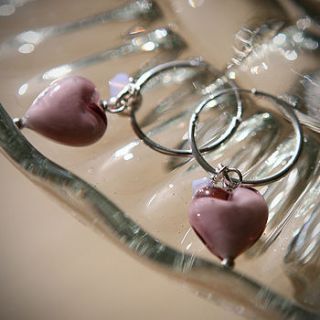 light amethyst heart charm earrings by samphire jewellery