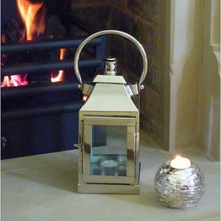 polished nickel and glass lantern by marquis & dawe