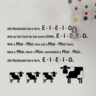 'old macdonald had some cows' wall sticker by snuggledust studios