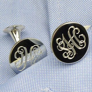 monogram silver cufflinks by hersey silversmiths