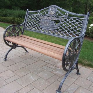 God Bless America Wood and Aluminum Park Bench