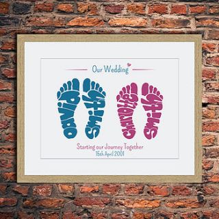 personalised wedding footprint by name art