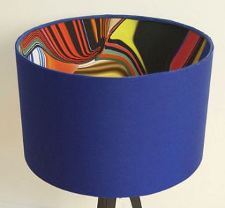 blue retro 60's pop designer drum lampshade by lampara