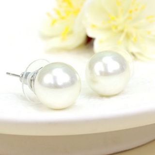 large pearl stud earrings 10mm by lisa angel