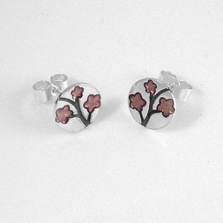 silver cherry blossom earrings by kate wimbush jewellery