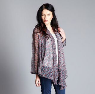 multiway print chiffon wrap top by in one clothing