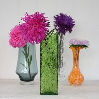 1960's rectangular green glass vase by magpie living