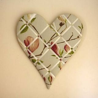 magnolia design padded heart noticeboard by heart & parcel