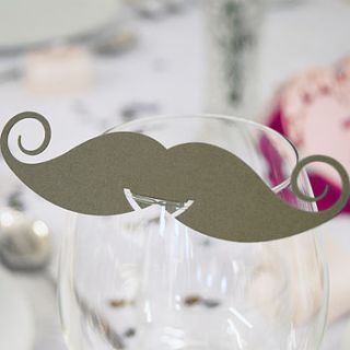 pack of 10 moustache glass name place cards by urban twist