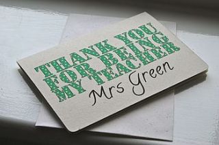 personalised 'thank you teacher' card by ruby wren designs