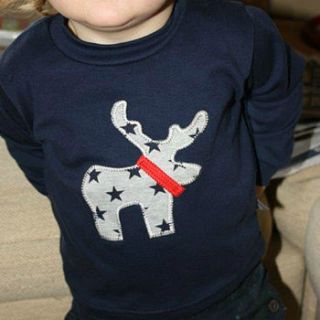navy winter moose top by union jack and jill