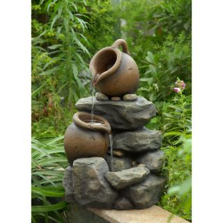 Polyresin and Fiberglass Tiered Small Pots Fountain