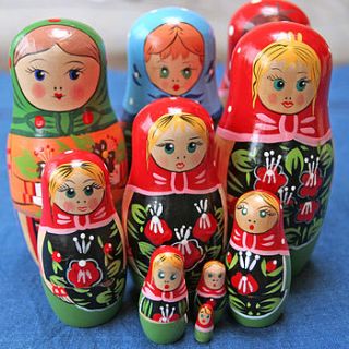 handpainted russian dolls by berry red