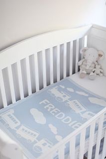 personalised boy's lambswool baby blanket by cashmere tots scotland