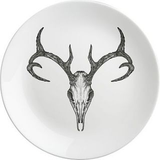 large stag skull plates   set of six by natural history