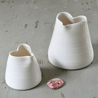handmade porcelain heart jug by primrose & plum