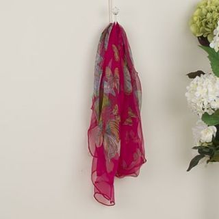 fuschia butterfly 100% silk scarf by dibor