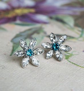 pia turquoise daisy studs with swarovski crystals by anusha