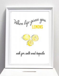 vintage lemon and tequila kitchen print by i love art london