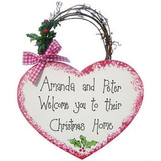 personalised christmas sign by country heart