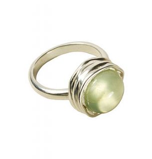 dina ring silver and prehnite by flora bee