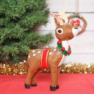 christmas deer plush decoration by red berry apple