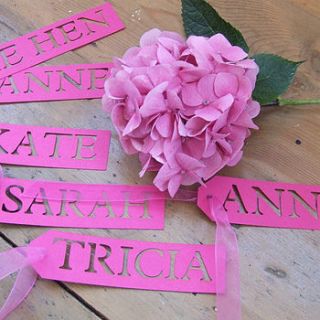 personalised hand cut wedding tags by letterfest