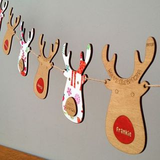 personalised reindeer christmas garland by neltempo
