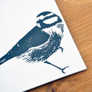 blue tit hand printed stationery set by ella johnston art and illustration