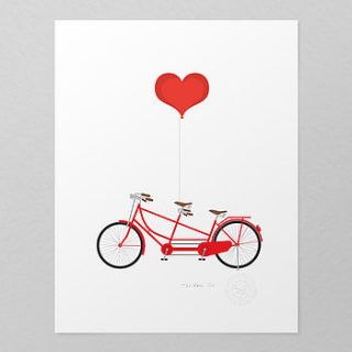tandem heart bicycle giclée print by mac and ninny paper company