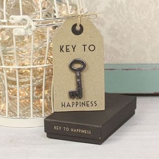 'key to happiness' boxed gift tag by lisa angel homeware and gifts