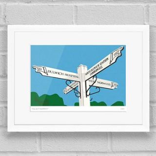dulwich fingerpost print by place in print