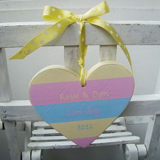 personalised striped wedding heart by giddy weddings