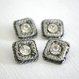 1950's square diamante buttons by petite honoré