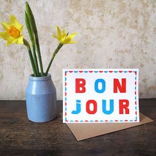 bonjour greeting card by paper heart