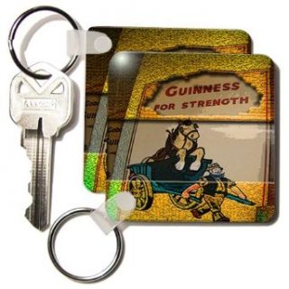 A Poster of a Guinness For Strength Sign in Ireland posturized and Given Depth and Texture   Set Of 2 Key Chains Clothing