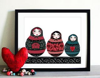 russian doll print by pomegranate prints
