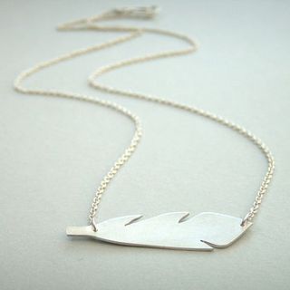 silver feather necklace by bbel