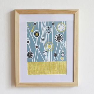 cornflower meadow linocut print by a pair of blue eyes