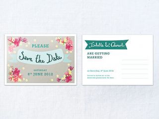 x 30 honeysuckle and blossom save the dates by hollyhock lane