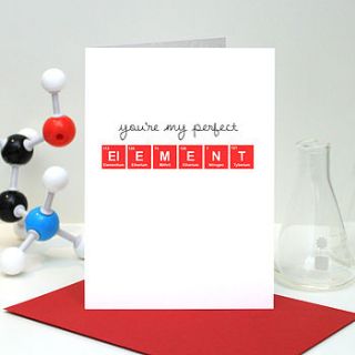 'you're my perfect element' romantic card by geek cards for the love of geek